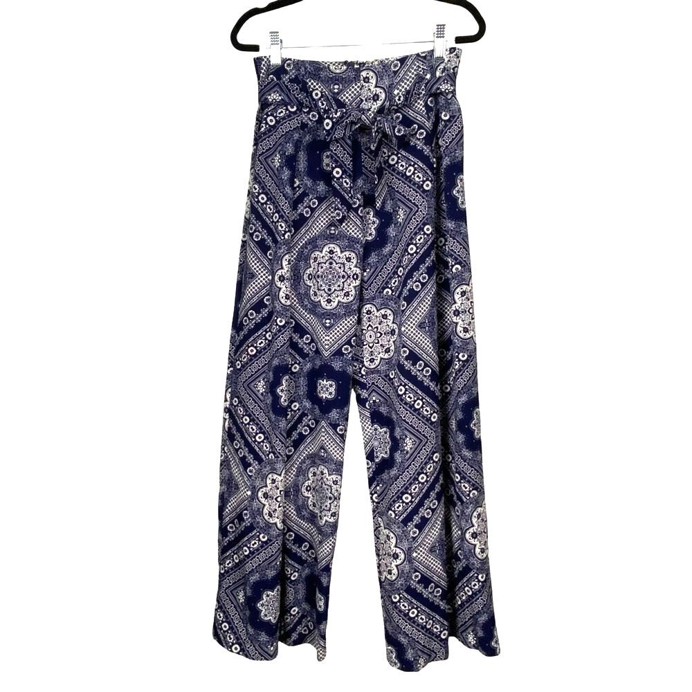 Showpo Boho Patchwork Floral Wide Leg Palazzo Pants Flowy Sz 8